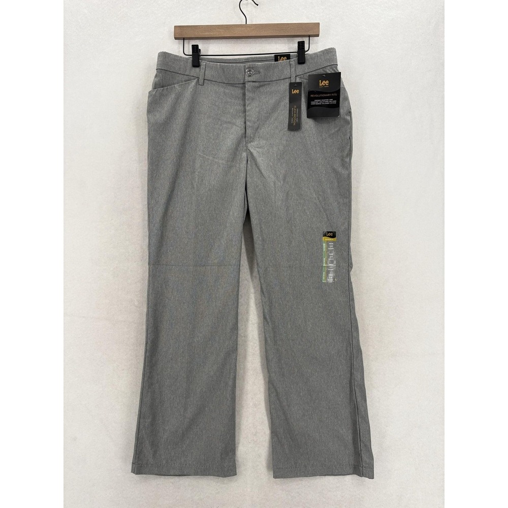 Lee Flex Motion Trouser Dress Pants Womens 14 Short Gray Heather Stretch Career